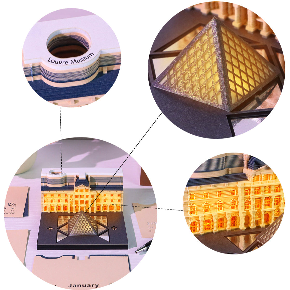 Louvre-museet (med lys) & Kalender 2026)