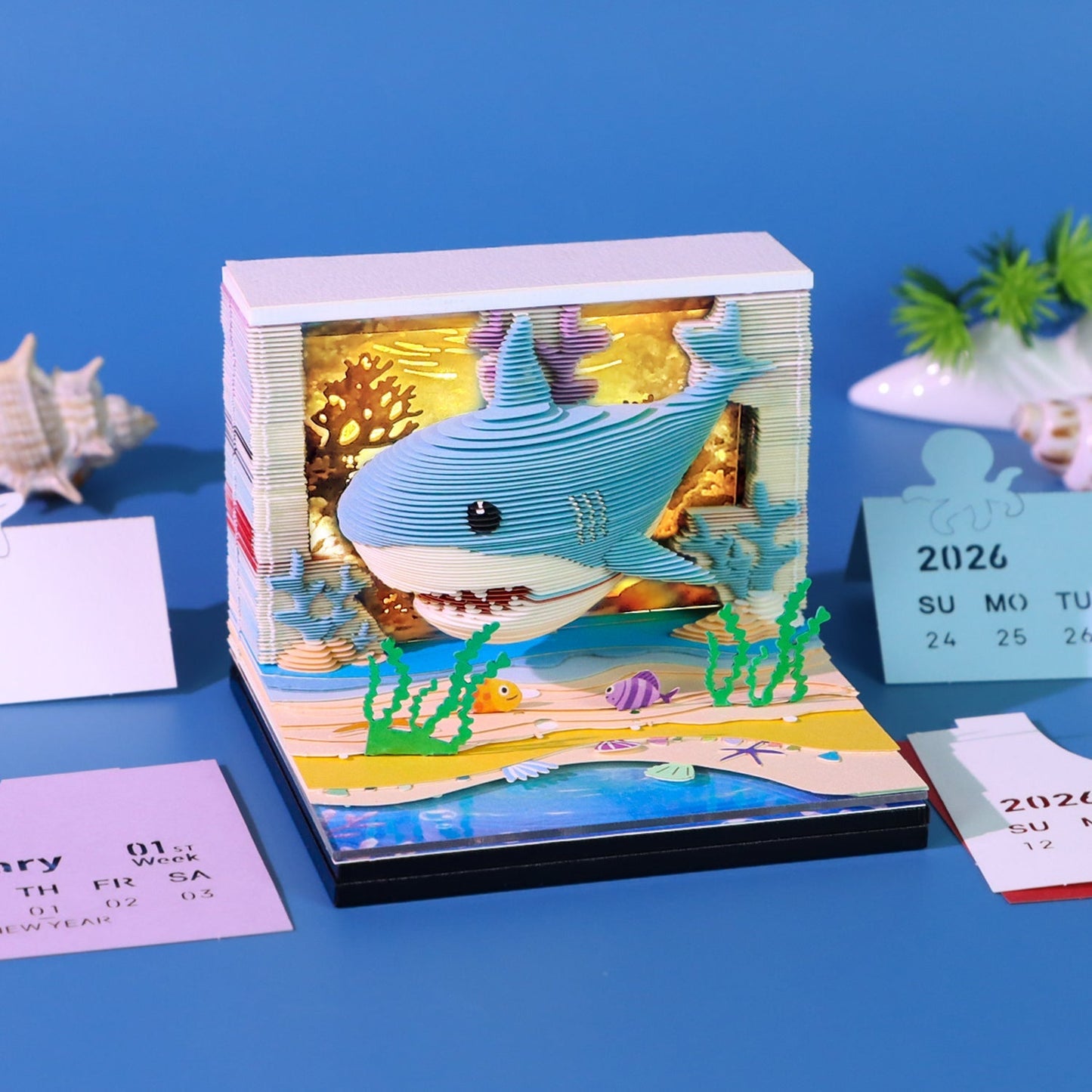 3D Calendar 2026 - Lovely Ocean Shark