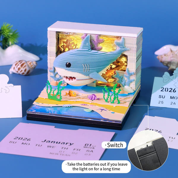 3D Calendar 2026 - Lovely Ocean Shark