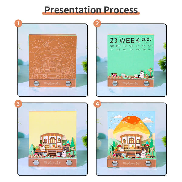 3D Calendar 2026 - Mushroom Hut