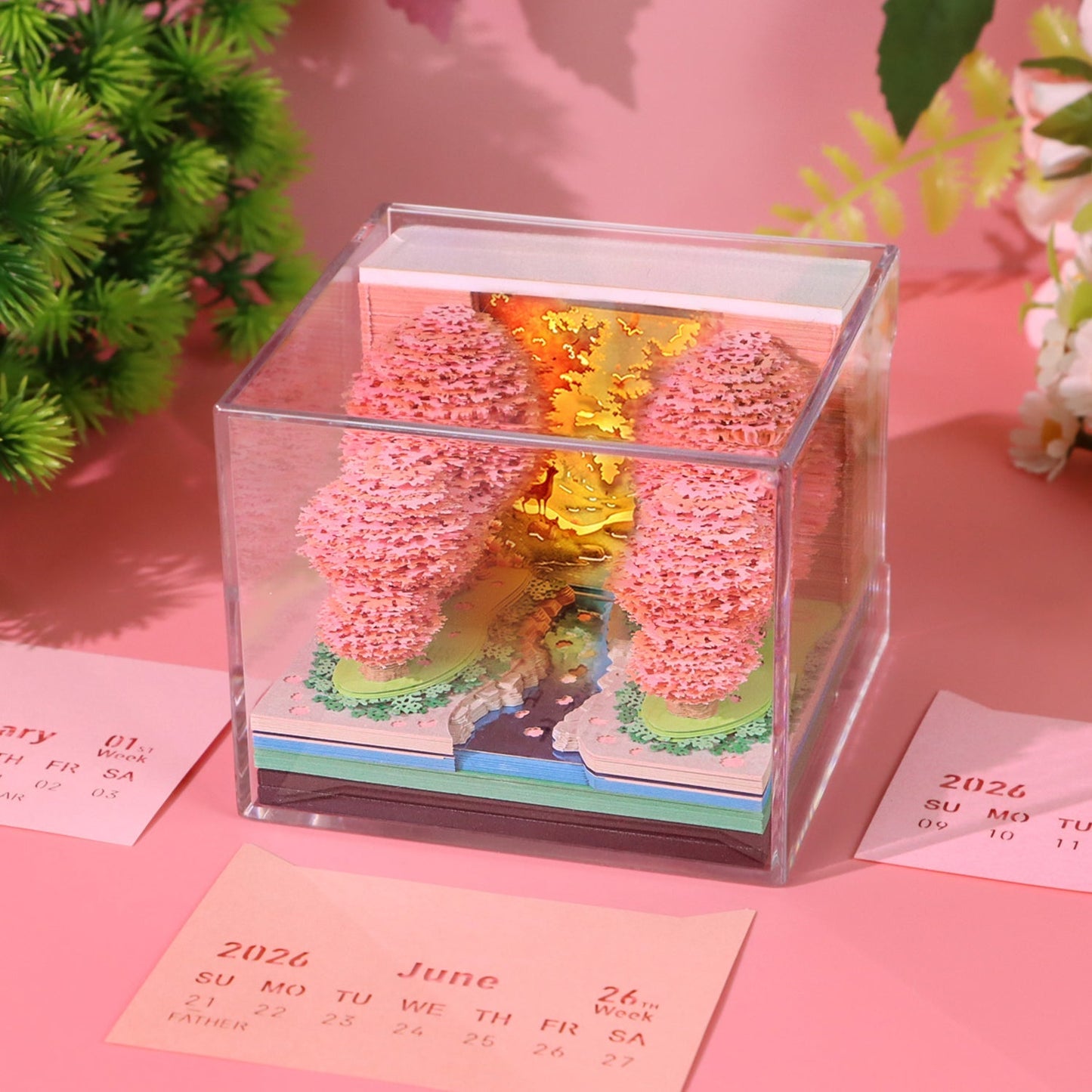 3D Calendar 2026 - Peach Blossom Forest