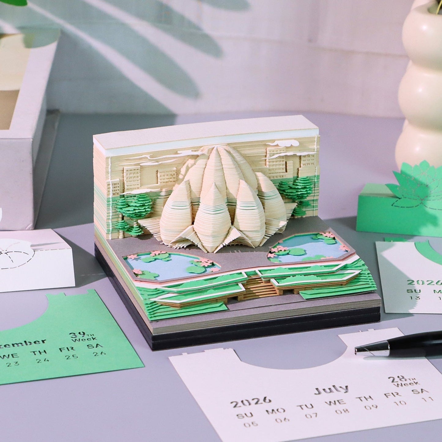 3D Calendar 2026 - The Lotus Temple