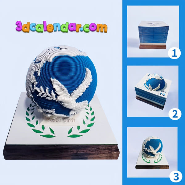 3D Calendar 2026 - Peace Earth